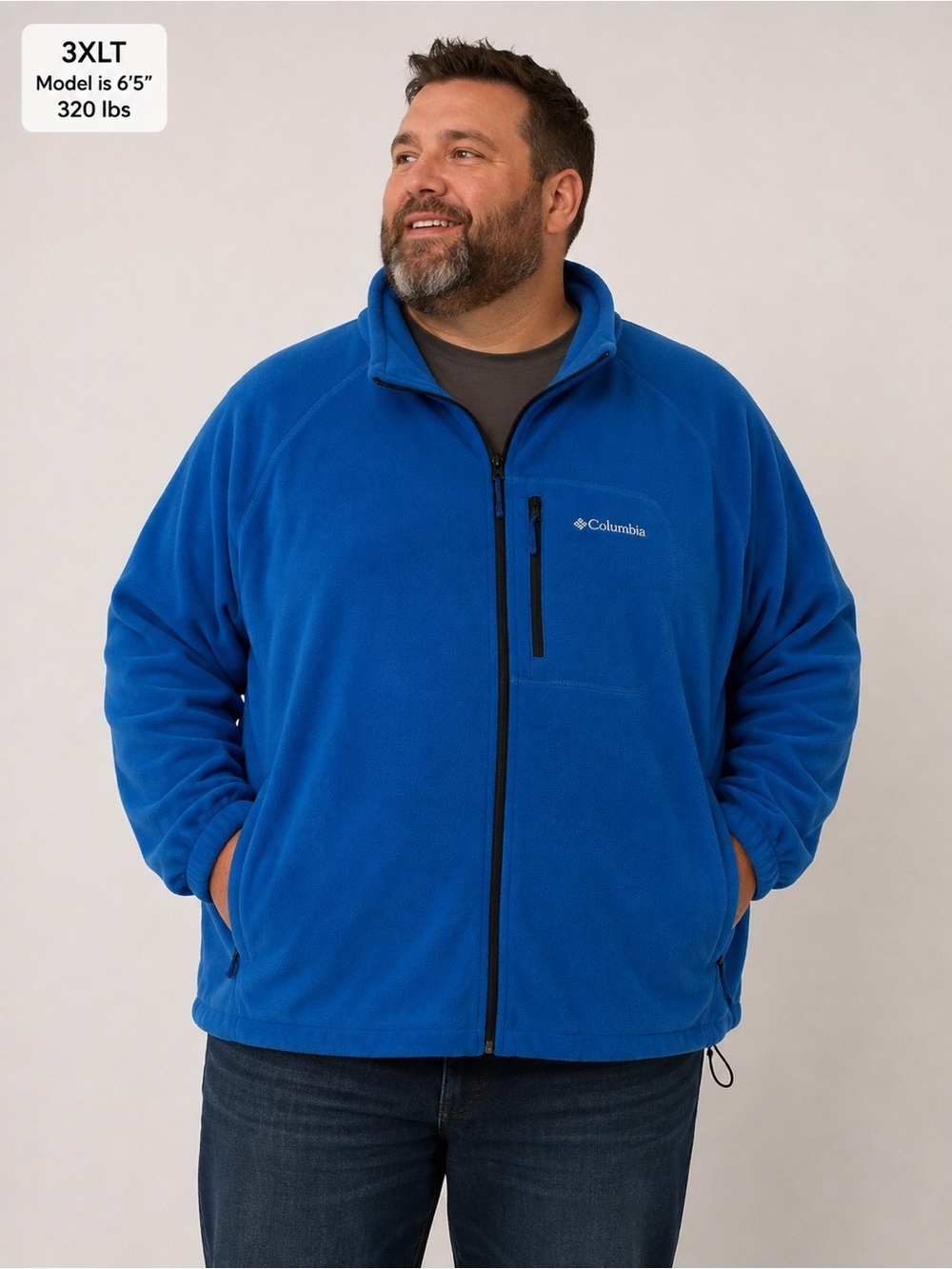 Columbia Sportswear Men’s 3XL Blue Full Zip Fleece Jacket Zip Pockets